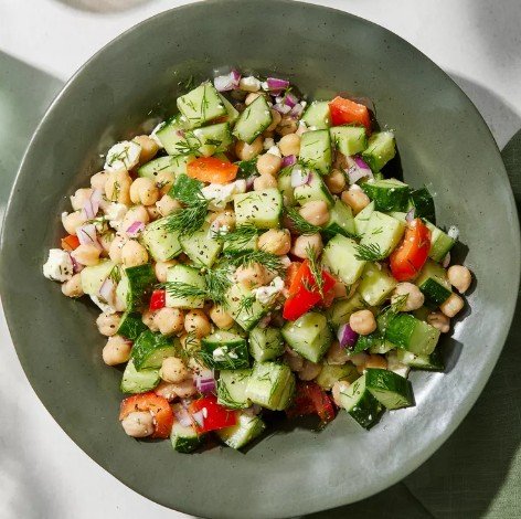 Cucumber Chickpea Salad with Feta & Lemon