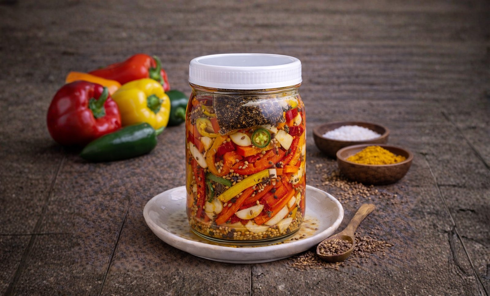 Brined Sweet Peppers and Garlic Recipe